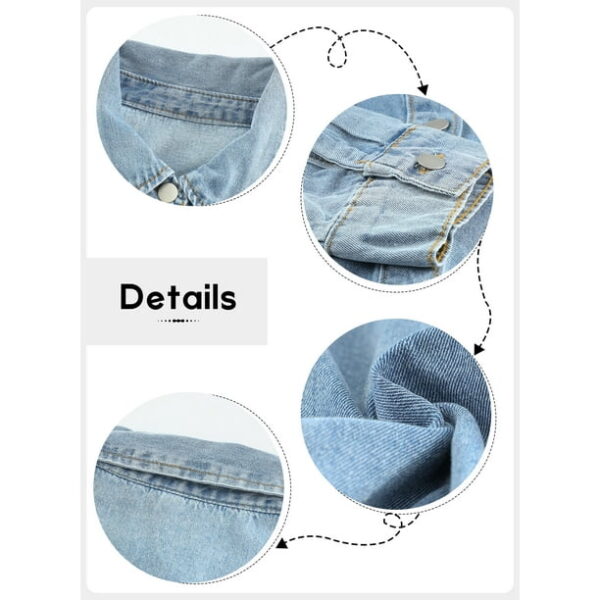 Eytino Denim Jacket for Women Long Sleeve Boyfriend Jean Jacket Loose Coat Sky Blue S Female