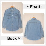 Eytino Denim Jacket for Women Long Sleeve Boyfriend Jean Jacket Loose Coat Sky Blue S Female