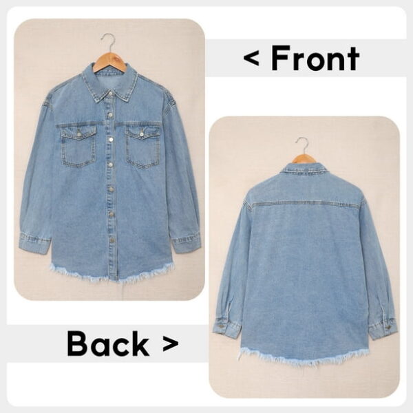 Eytino Denim Jacket for Women Long Sleeve Boyfriend Jean Jacket Loose Coat Sky Blue S Female