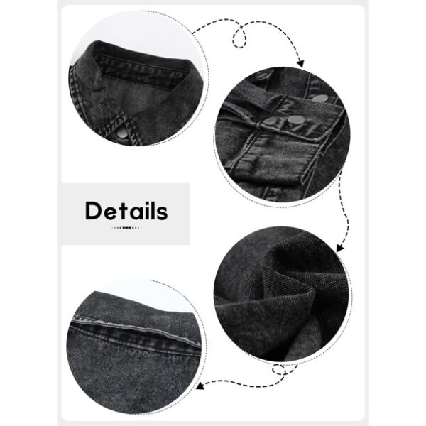 Eytino Oversized Denim Jacket for Women Long Sleeve Classic Loose Jean Jacket Black L Female