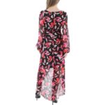 Guess Womens Red Chiffon Floral Print Faux Wrap Midi Dress 0 BHFO 4759