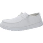 Hey Dude Womens Wendy White Canvas Boat Shoes Shoes 8 Medium (D) BHFO 7726