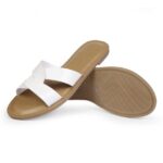 ICHIGO Women's Summer Slipper Slip-on White Flat Sandals Shoes