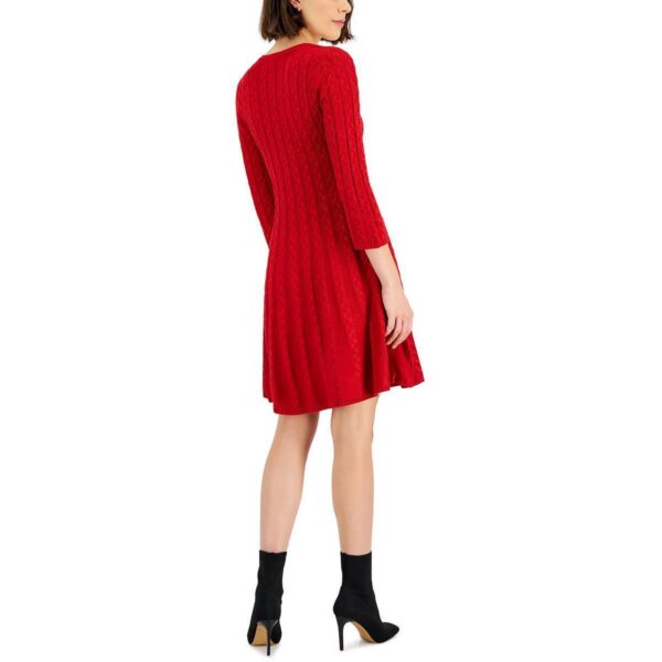 Jessica Howard Womens Red Cable Knit Mini Fit & Flare Sweaterdress S BHFO 0888