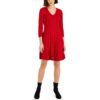 Jessica Howard Womens Red Cable Knit Mini Fit & Flare Sweaterdress S BHFO 0888