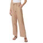 Jones New York Womens Brown Linen High-Waist Straight Wide Leg Pants S BHFO 0110