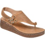 Journee Collection Womens Mckell Tan Wedge Sandals 8 Medium (B,M) BHFO 4975