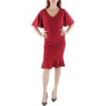 Kasper Womens Knit Flutter Sleeves Cocktail Sheath Dress BHFO 4186