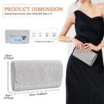 Ladies Pleated Evening Clutches Glitter Envelope Handbag Elegant Small Shoulder Bag for Wedding Party Prom Bridal