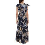 Lauren Ralph Lauren Womens Jynlee Navy Ruffled Evening Dress Gown 0 BHFO 6929