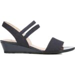 LifeStride Womens Yolo Solid Ankle Strap Open Toe Wedge Sandals Shoes BHFO 6753