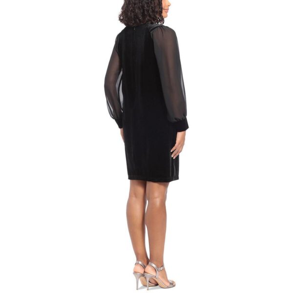 London Times Womens Black Velvet Cocktail and Party Dress Petites 10P BHFO 5104