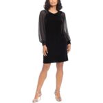 London Times Womens Black Velvet Cocktail and Party Dress Petites 10P BHFO 5104