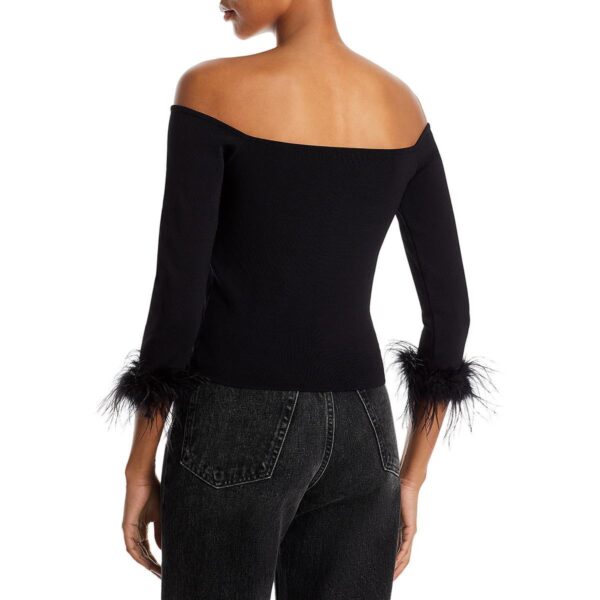 Lucy Paris Womens Joyce Black Feather Trim Cropped Top S BHFO 7948