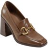 Marc Fisher Womens Harlae Brown Loafer Heels Shoes 8.5 Medium (B,M) BHFO 9726