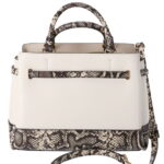 Michael Kors Reed Large Belted Satchel Bag Neutral Python Light Cream Leather