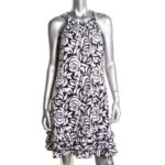 MSK Womens B/W Matte Jersey Printed Halter Cocktail And Party Dress XL BHFO 9318