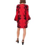 MSK Womens Red Flocked Short Floral Shift Dress Petites PM BHFO 9433