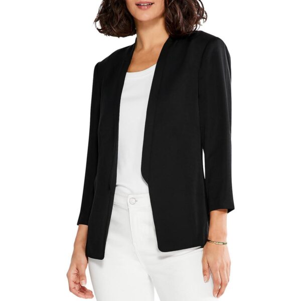 Nic + Zoe Womens Smart Look Black Workwear Open-Front Blazer Jacket 14 BHFO 5840