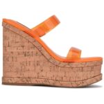 Nine West Womens Rapps Orange Wedge Sandals Shoes 7.5 Medium (B,M) BHFO 1467