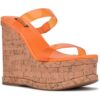 Nine West Womens Rapps Orange Wedge Sandals Shoes 7.5 Medium (B,M) BHFO 1467