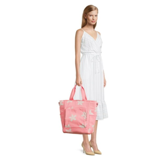 No Boundaries Women's Beach Cooler Tote Bag Mystic Coral Daisy Stamp