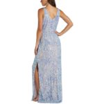 NW Nightway Womens Blue Sequined Long Evening Dress Gown Petites 8P BHFO 0808