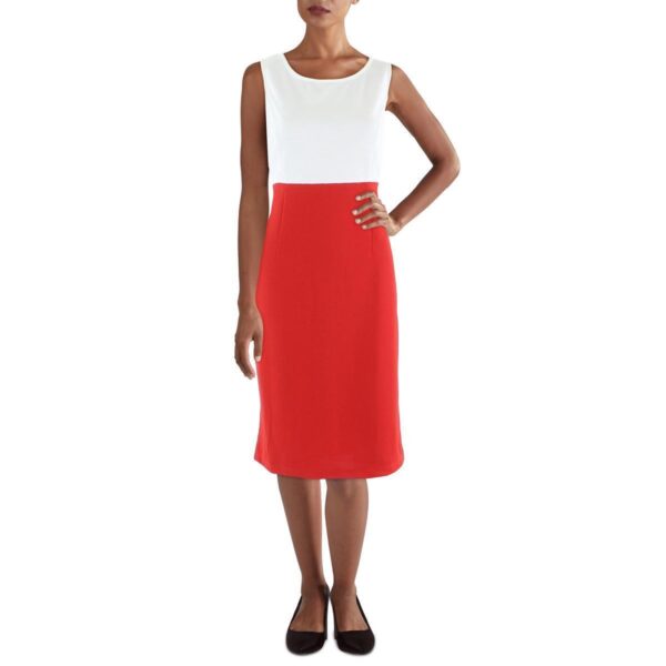 NY Collection Womens Knit Sleeveless Work Shift Dress Petites BHFO 1489