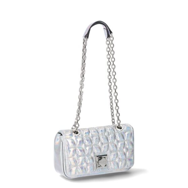 Paris Hilton Women's Madison Quilted Chain Shoulder Bag, Iridescent Silver