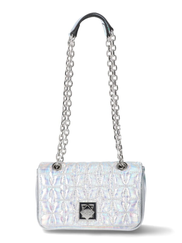 Paris Hilton Women's Madison Quilted Chain Shoulder Bag, Iridescent Silver