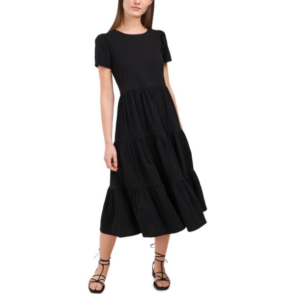 Riley & Rae Womens Lacey Black Tiered Midi T-Shirt Dress XS BHFO 5721