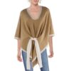 Save the Ocean Womens Beige V-Neck Pullover Poncho Sweater Top O/S BHFO 5814