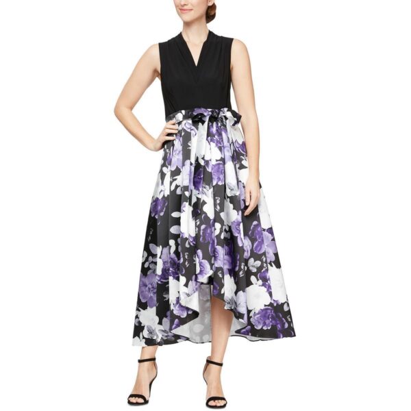 SLNY Womens Black Belted Hi Low Formal Cocktail and Party Dress 10 BHFO 8006