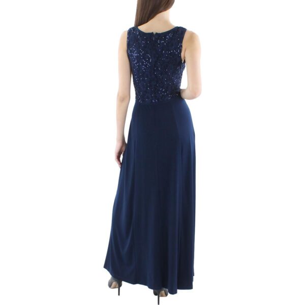 SLNY Womens Navy Knit Lace Top Formal Evening Dress Gown 14 BHFO 6910