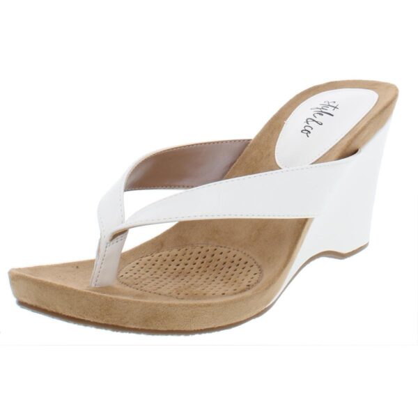 Style & Co. Womens Chicklet White Wedge Sandals Heels 9.5 Medium (B,M) BHFO 2747