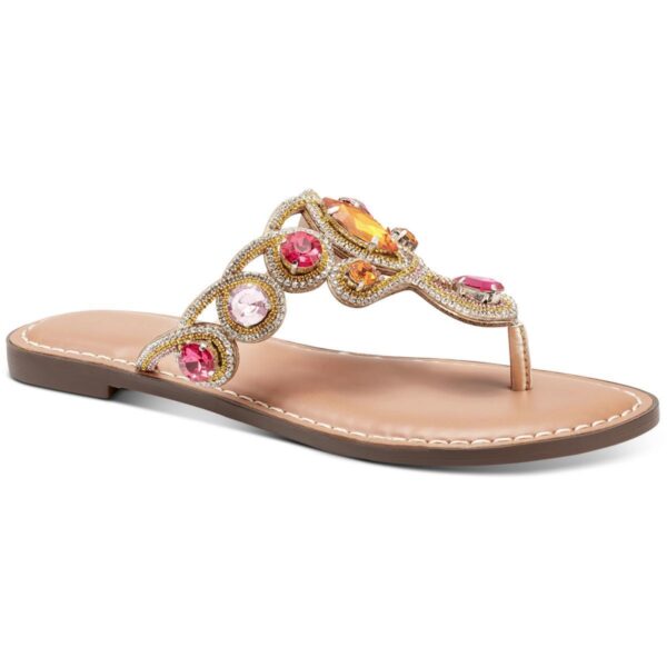 Thalia Sodi Womens WILLA Gold Flatform Sandals Shoes 7 Medium (B,M) BHFO 8391