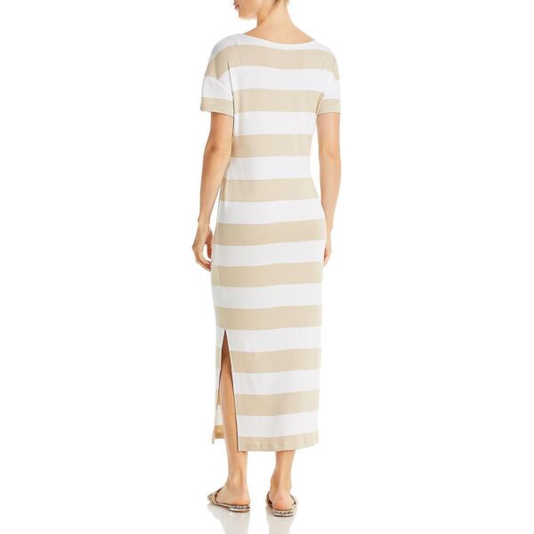 Three Dots Womens White Striped Crewneck Summer Wear Maxi Dress M BHFO 4702