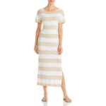 Three Dots Womens White Striped Crewneck Summer Wear Maxi Dress M BHFO 4702