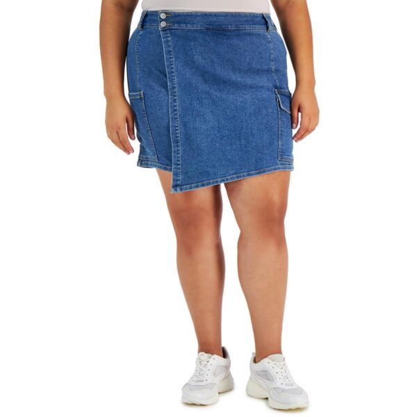 Tinseltown Womens Blue Denim Faux Wrap Short Skort Plus 18W BHFO 5136