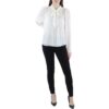 Tommy Hilfiger Womens Ivory Clip Dot Tie-Neck Shirt Blouse Top L BHFO 0138