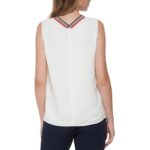 Tommy Hilfiger Womens V Neck Sleeveless Tank Shell Shirt BHFO 1969