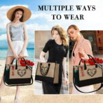 TOPEAST Initial Jute Tote Bag for Women, Monogram Beach Tote Bag Travel Essential Gift for Women Girls