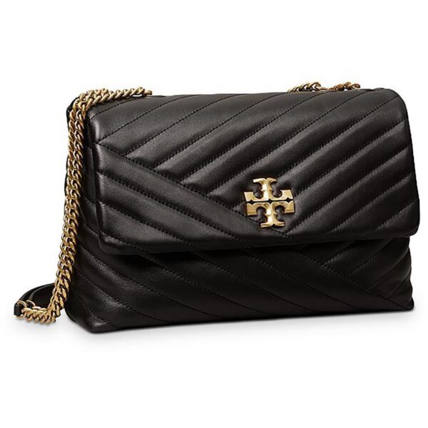 Tory Burch Womens Kira Black Leather Shoulder Handbag Purse Medium BHFO 3926