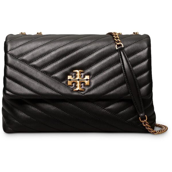 Tory Burch Womens Kira Black Leather Shoulder Handbag Purse Medium BHFO 3926