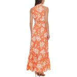 Vince Camuto Womens Orange Floral Long Summer Maxi Dress 14 BHFO 3369