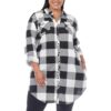 White Mark Womens Plaid Button Down Tunic Top Shirt Plus BHFO 4189