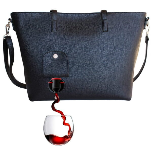 Wine Purse (Obsidian) - Fashionable Purse With Hidden, Insulated Compartment