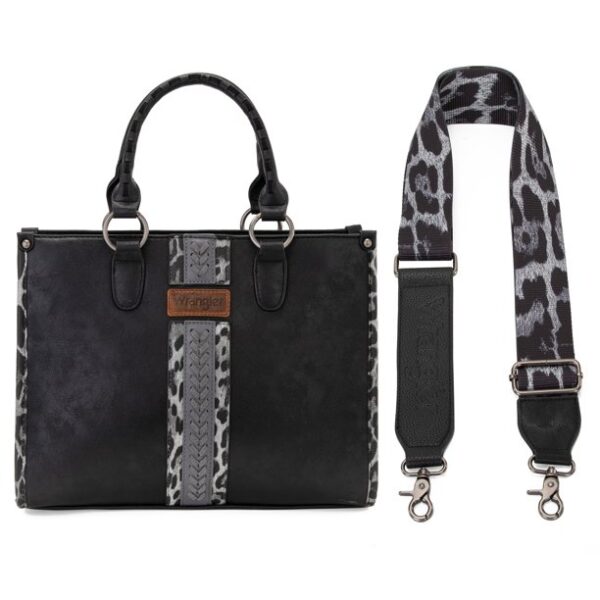 Wrangler Tote Bag for Women Western Woven Shoulder Purse Leopard Print Handbags with Adjustable Strap