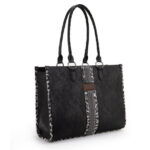 Wrangler Tote Bag for Women Western Woven Shoulder Purse Leopard Print Handbags with Adjustable Strap