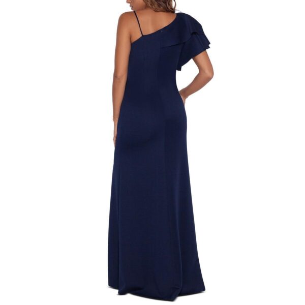 Xscape Womens Blue Ruffled Long Formal Evening Dress Gown 4 BHFO 4680